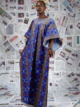 Afo-A-Nto'o blue Toghu boubou dress (Afritudes)